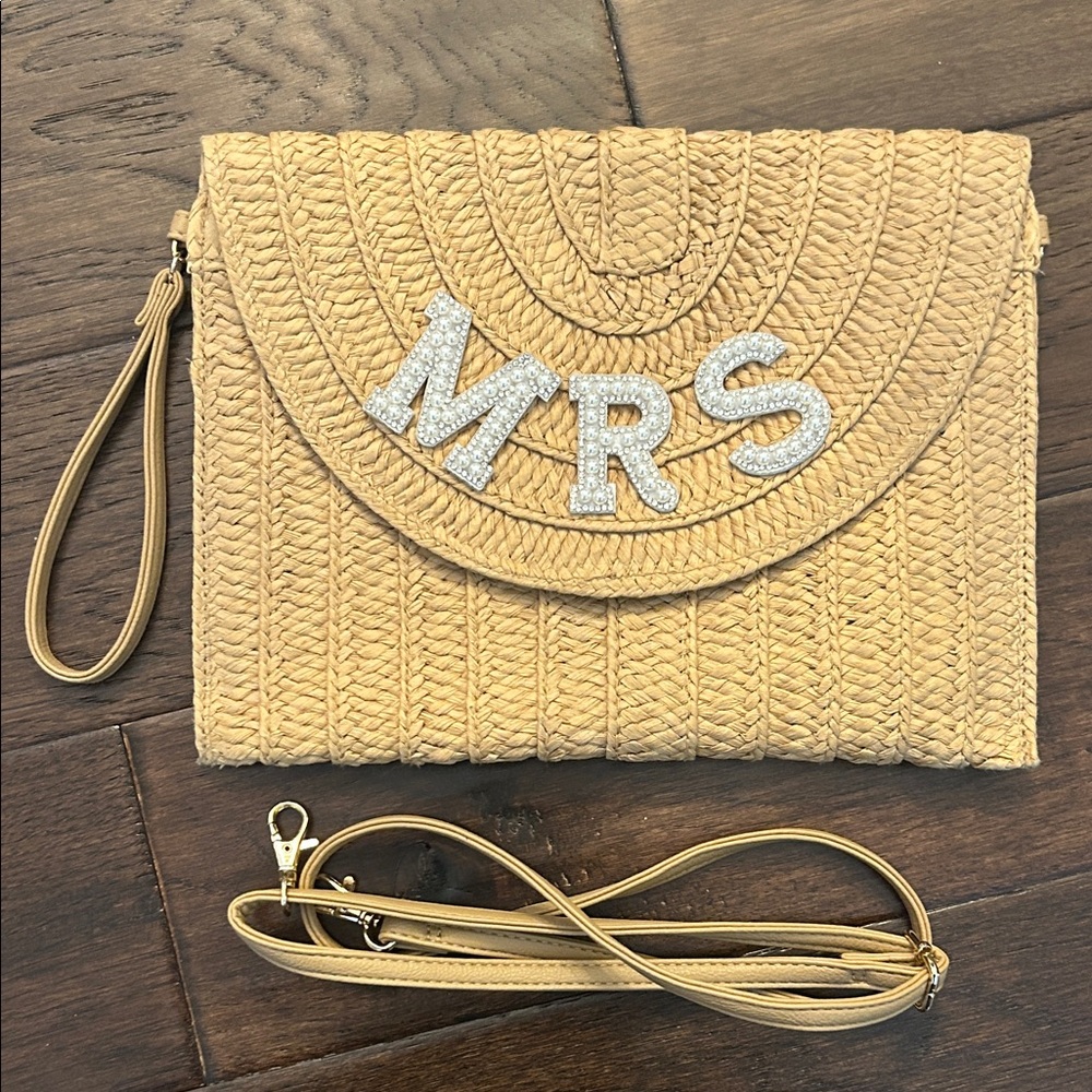 Bridal Wedding Straw Clutch Purse